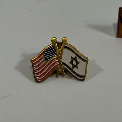 LOT 77: Israel Lucite Stained Glass Window, Israeli Stamp Brass Trinket Dish & More