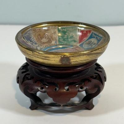 LOT 77: Israel Lucite Stained Glass Window, Israeli Stamp Brass Trinket Dish & More