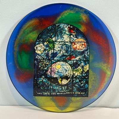 LOT 77: Israel Lucite Stained Glass Window, Israeli Stamp Brass Trinket Dish & More