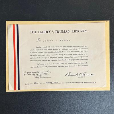 LOT 79: Harry S. Truman Collectables - Poster, Magazines, Hand Signed Document & More