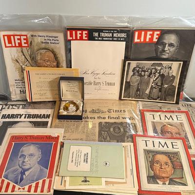 LOT 79: Harry S. Truman Collectables - Poster, Magazines, Hand Signed Document & More