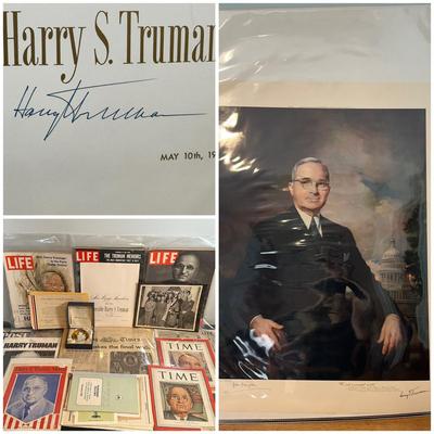 LOT 79: Harry S. Truman Collectables - Poster, Magazines, Hand Signed Document & More