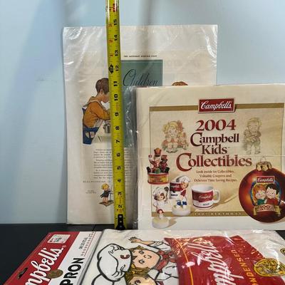 LOT 85: Vintage Campbell’s Soup Collectibles Campbell Kid Dolls NIP, Lunchbox & Thermos, Campbell's Kids Bride & Groom...