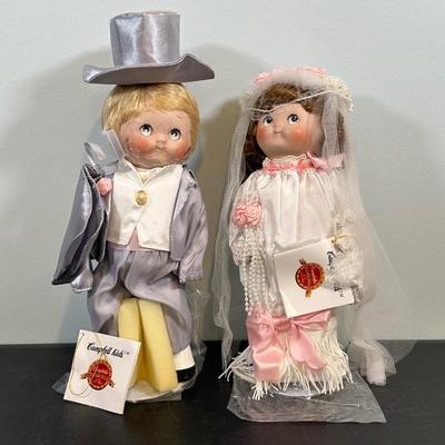 LOT 85: Vintage Campbell’s Soup Collectibles Campbell Kid Dolls NIP, Lunchbox & Thermos, Campbell's Kids Bride & Groom...