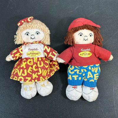 LOT 85: Vintage Campbell’s Soup Collectibles Campbell Kid Dolls NIP, Lunchbox & Thermos, Campbell's Kids Bride & Groom...