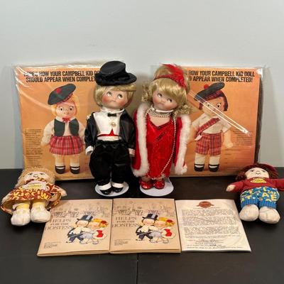LOT 85: Vintage Campbell’s Soup Collectibles Campbell Kid Dolls NIP, Lunchbox & Thermos, Campbell's Kids Bride & Groom...