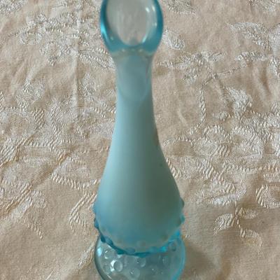 Blue opalescent hobnail vase