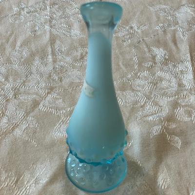 Blue opalescent hobnail vase
