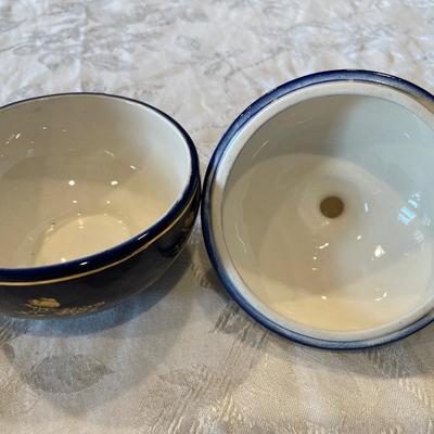 Lofisa Guatemalan blue trinket box & small oil lamp