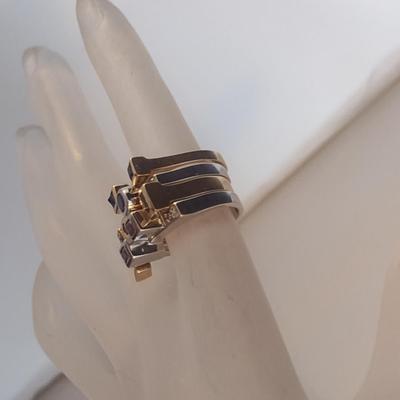 14 Karat Yellow and White Gold Four Stacking Ring Set- Size 6- Approx Weight 19.8 Grams (#15)