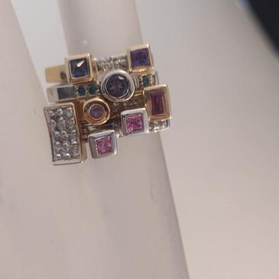 14 Karat Yellow and White Gold Four Stacking Ring Set- Size 6- Approx Weight 19.8 Grams (#15)