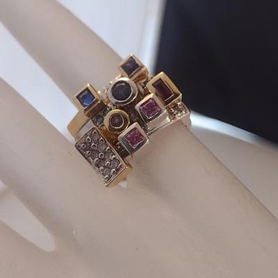 14 Karat Yellow and White Gold Four Stacking Ring Set- Size 6- Approx Weight 19.8 Grams (#15)