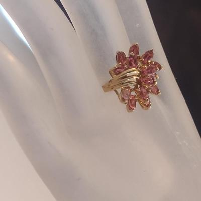 10 Karat Yellow Gold and Gemstone Cluster Ring- Size 8- Approx Weight 5.2 Grams (#18)
