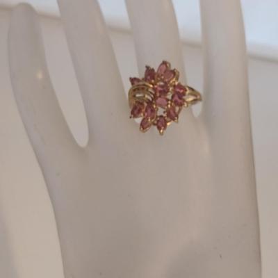 10 Karat Yellow Gold and Gemstone Cluster Ring- Size 8- Approx Weight 5.2 Grams (#18)