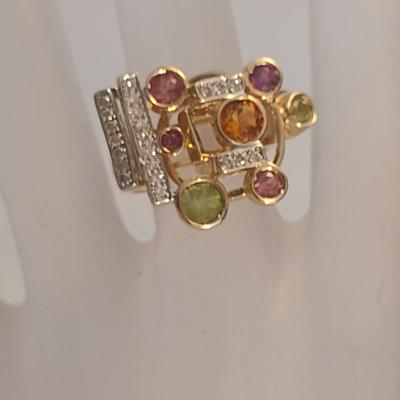 14 Karat Yellow Gold and Gemstone Ring- Size 6- Approx Weight 12.3 Grams (#21)