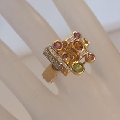 14 Karat Yellow Gold and Gemstone Ring- Size 6- Approx Weight 12.3 Grams (#21)