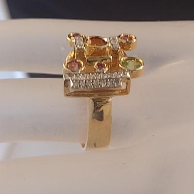 14 Karat Yellow Gold and Gemstone Ring- Size 6- Approx Weight 12.3 Grams (#21)