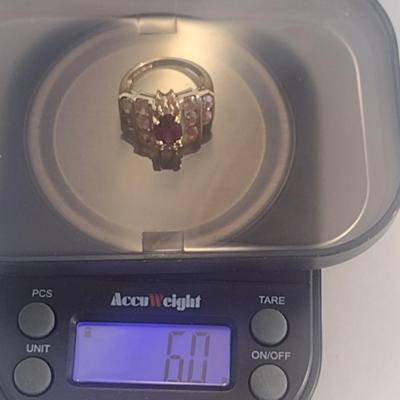 14 Karat Yellow Gold and Gemstone Ring- Size 5 3/4- Approx Weight 6.0 Grams (#22)