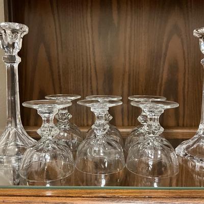 Sherbet Crystal Glasses with 2 Crystal Candle Stick Holders
