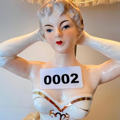 Vintage Porcelain 1950's 3-Way Figurine Table Lamp