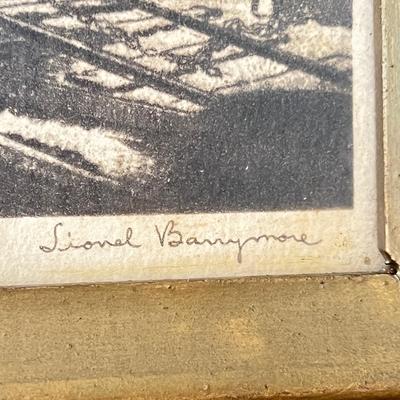 Vintage Signed Lionel Barrymore Framed Etching