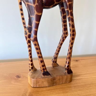 Hand Carved Wood 23” Tall Giraffe Figurine
