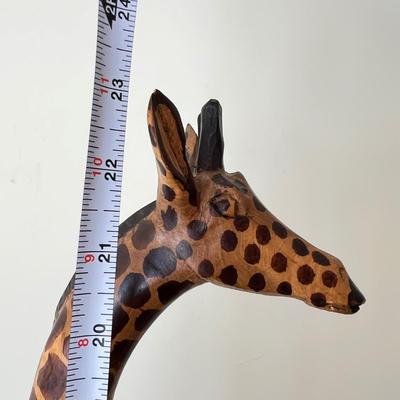 Hand Carved Wood 23” Tall Giraffe Figurine