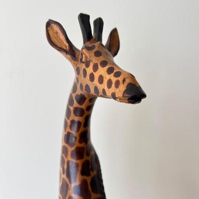 Hand Carved Wood 23” Tall Giraffe Figurine