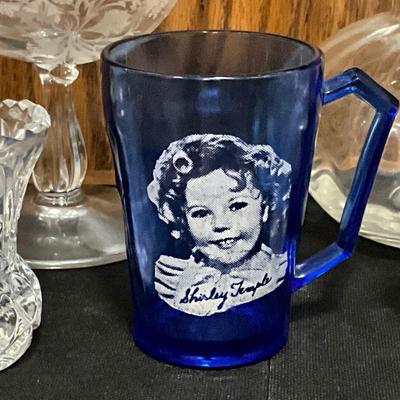 Vintage, Shirley Temple Blue Glass w/crystal items