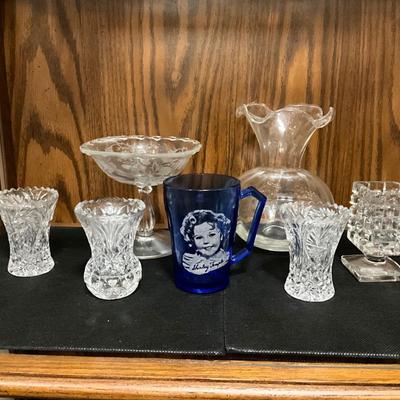 Vintage, Shirley Temple Blue Glass w/crystal items