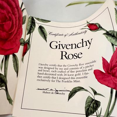 Vintage Givenchy Rose Pitcher Wash Basin w Authenticity Certificate