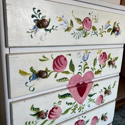Vintage Shabby Chic Painted Wooden Chest of Drawers Dresser