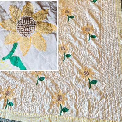 Vintage Square Embroidered Quilt Blanket