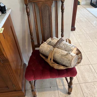 Chair and basket with wood