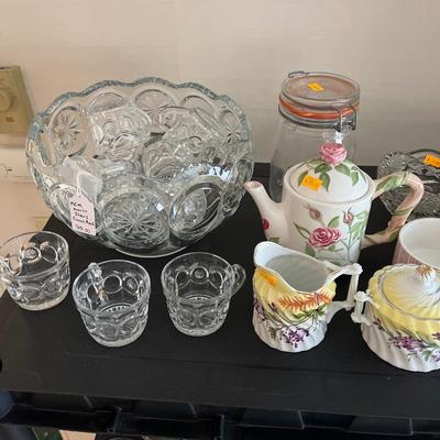 Punch bowl and misc. glassware