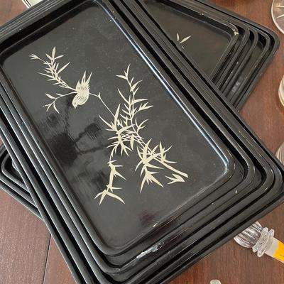 Misc. trays, glassware