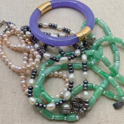 Jade, Freshwater Pearl & 14K (ST-SS)