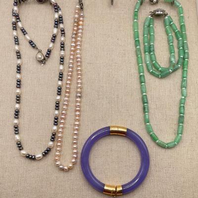 Jade, Freshwater Pearl & 14K (ST-SS)