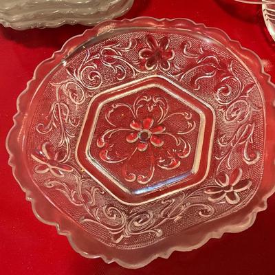 Fostoria Crystal Pitcher, Indiana Glass dishes, Breyer Crystal Cheese Ball Dish, Glasses, plus