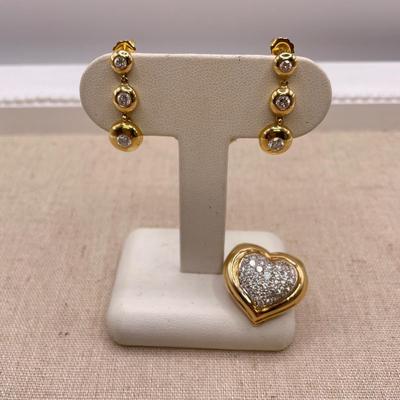 14K Diamond Earrings and Brooch (ST-SS)