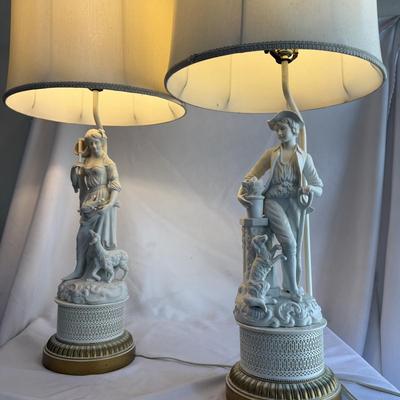 Two Porcelain Bisque Figural Table Lamps (GB-BBL)