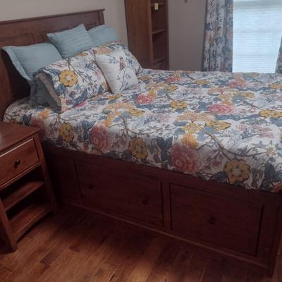 Solid Wood Captain Queen Sized Bed with Storage Drawers with Mattress (Bedding not Included)