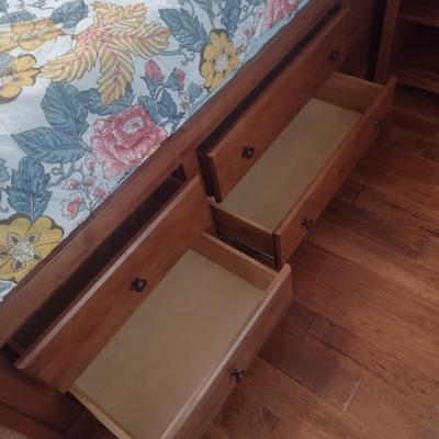 Solid Wood Captain Queen Sized Bed with Storage Drawers with Mattress (Bedding not Included)