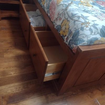 Solid Wood Captain Queen Sized Bed with Storage Drawers with Mattress (Bedding not Included)