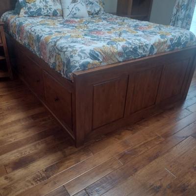 Solid Wood Captain Queen Sized Bed with Storage Drawers with Mattress (Bedding not Included)