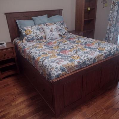 Solid Wood Captain Queen Sized Bed with Storage Drawers with Mattress (Bedding not Included)