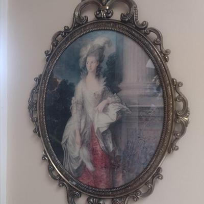 Vintage Print in French Design Oval Frame Choice B
