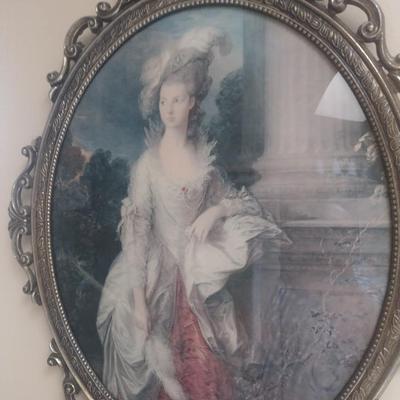 Vintage Print in French Design Oval Frame Choice B