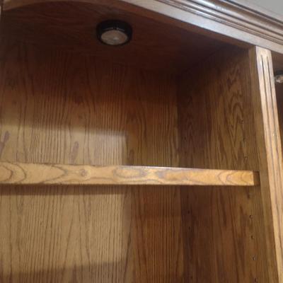 Solid Wood Lighted Bookcase with Adjustable Shelving Choice A