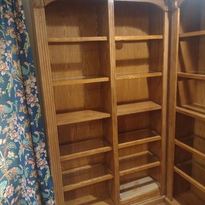 Solid Wood Lighted Bookcase with Adjustable Shelving Choice A